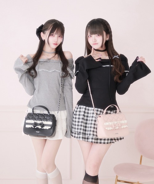 Pal elfy(パルエルフィー)の「リボンフリルミニショルダーバッグ(ショルダーバッグ・レディース・ピンク/ブラック・フリー)」の16枚目の写真