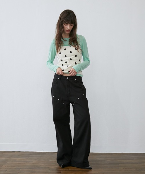 Rohwel(ローウェル)の「Sheer Simple Top / シアーシンプルトップス(Tシャツ/カットソー・レディース・ホワイト/ミント/パープル/ブラック/グレー・FREE)」の8枚目の写真
