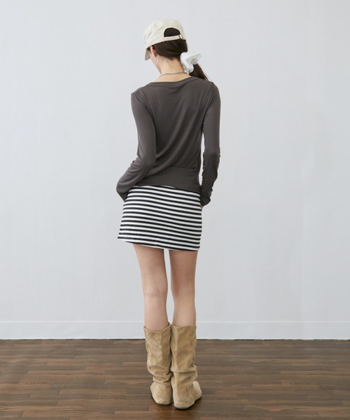 Rohwel(ローウェル)の「Sheer Simple Top / シアーシンプルトップス(Tシャツ/カットソー・レディース・ホワイト/ミント/パープル/ブラック/グレー・FREE)」の16枚目の写真