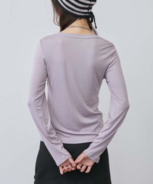 Rohwel(ローウェル)の「Sheer Simple Top / シアーシンプルトップス(Tシャツ/カットソー・レディース・ホワイト/ミント/パープル/ブラック/グレー・FREE)」の20枚目の写真