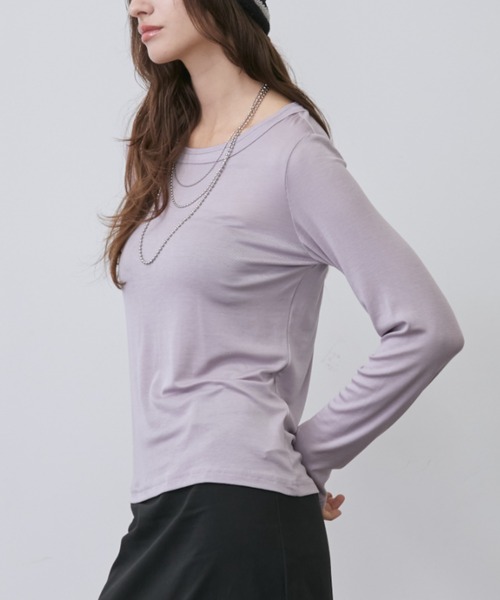 Rohwel(ローウェル)の「Sheer Simple Top / シアーシンプルトップス(Tシャツ/カットソー・レディース・ホワイト/ミント/パープル/ブラック/グレー・FREE)」の19枚目の写真