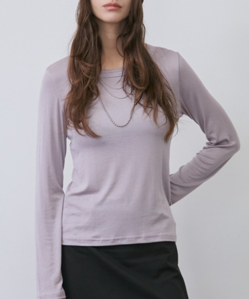 Rohwel(ローウェル)の「Sheer Simple Top / シアーシンプルトップス(Tシャツ/カットソー・レディース・ホワイト/ミント/パープル/ブラック/グレー・FREE)」の18枚目の写真