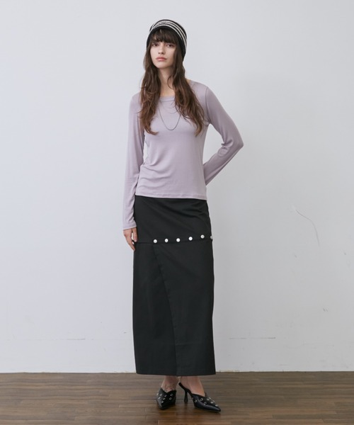 Rohwel(ローウェル)の「Sheer Simple Top / シアーシンプルトップス(Tシャツ/カットソー・レディース・ホワイト/ミント/パープル/ブラック/グレー・FREE)」の21枚目の写真