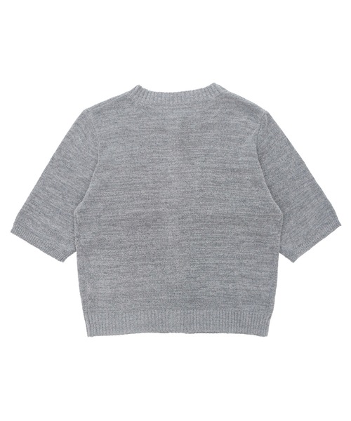 HEILIS（ヘイリス）の「テープヤーンニットカーデ / 半袖ニット 半袖カーディガン サマーニット 赤ニット クルーネック ニットカーデ 配色ボタン ポケットデザイン テープヤーン ショート丈 羽織り レディース 大人カジュアル シンプル 春服 夏服 秋服 韓国 デイリー お出かけ オフィスカジュアル（カーディガン/ボレロ・レディース・ブラウン/グレー/レッド/アイボリー・FREE）」の7枚目の写真