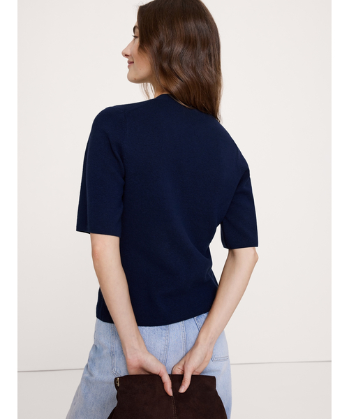 Banana Republic(バナナリパブリック)の「ラークスパー コットンシルク ショートスリーブ カーディガン(カーディガン/ボレロ・レディース・アイボリー/ネイビー・XS/L/M/S)」の6枚目の写真