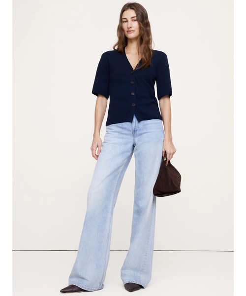 Banana Republic(バナナリパブリック)の「ラークスパー コットンシルク ショートスリーブ カーディガン(カーディガン/ボレロ・レディース・アイボリー/ネイビー・XS/L/M/S)」の5枚目の写真