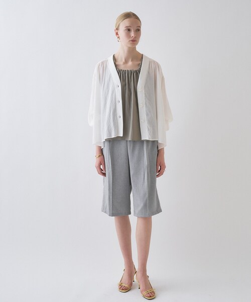 cloenc(クロエンス)の「【セットアップ/マシンウォッシュ】ギャザーリボンブラウス(シャツ/ブラウス・レディース・ブラック/カーキ・01/02/03)」の5枚目の写真