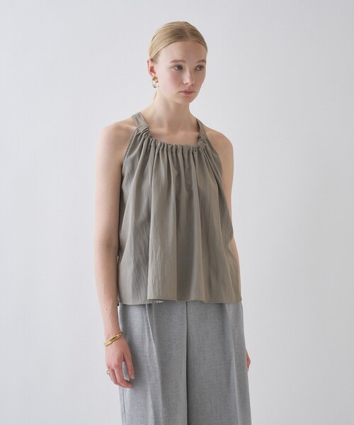 cloenc(クロエンス)の「【セットアップ/マシンウォッシュ】ギャザーリボンブラウス(シャツ/ブラウス・レディース・ブラック/カーキ・01/02/03)」の8枚目の写真