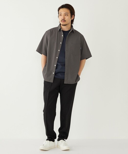SHIPS Colors（シップス カラーズ）の「SHIPS Colors:〈接触冷感・吸水速乾・洗濯機可能〉ライト シアサッカー シャツ（シャツ/ブラウス・メンズ・ブルー/ダークグレー/イエロー・MEDIUM/LARGE/X-LARGE）」の18枚目の写真