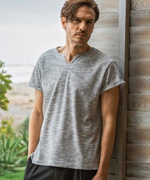 AKM Contemporary | 【WEB・直営店限定】AKM Contemporary(エイケイエムコンテンポラリー)マルチボーダーキーネック半袖Tシャツ(Tシャツ/カットソー)