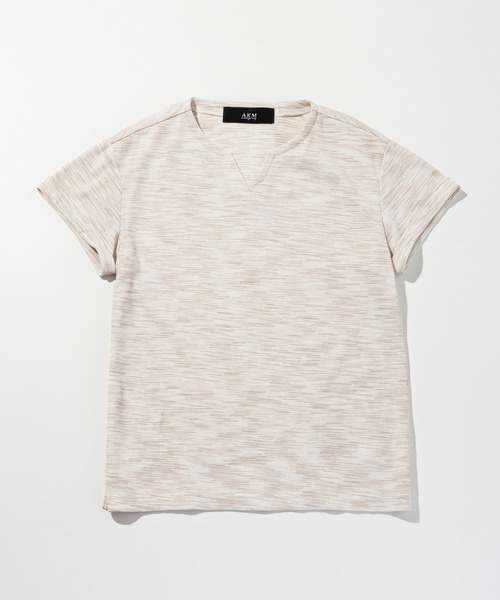 AKM Contemporary(エイケイエムコンテンポラリー)の「【WEB・直営店限定】AKM Contemporary(エイケイエムコンテンポラリー)マルチボーダーキーネック半袖Tシャツ(Tシャツ/カットソー・メンズ・グレー/ブルー/ライトベージュ・XL/L/M/S)」の11枚目の写真