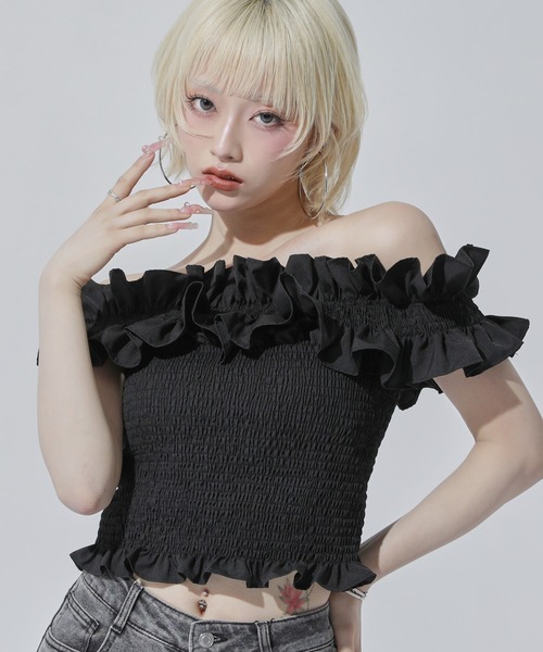 ANAP(アナップ)の「シャーリング ブラウス(その他トップス・レディース・ブルー/ブラック/ホワイト・F)」の9枚目の写真