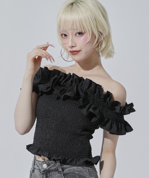 ANAP(アナップ)の「シャーリング ブラウス(その他トップス・レディース・ブルー/ブラック/ホワイト・F)」の10枚目の写真