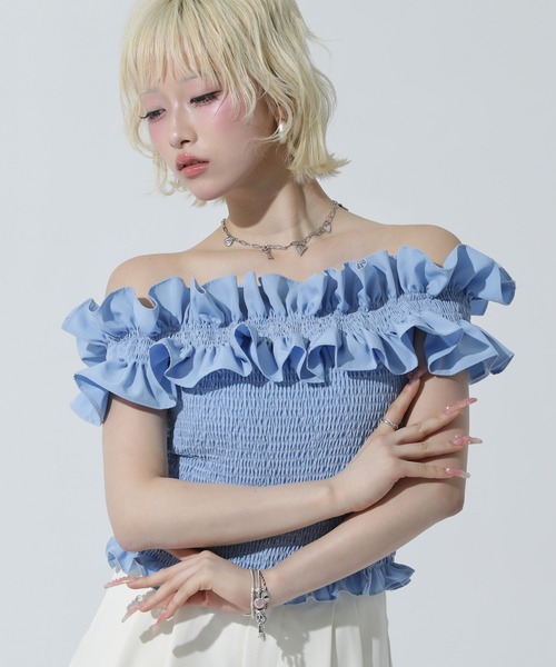 ANAP(アナップ)の「シャーリング ブラウス(その他トップス・レディース・ブルー/ブラック/ホワイト・F)」の15枚目の写真