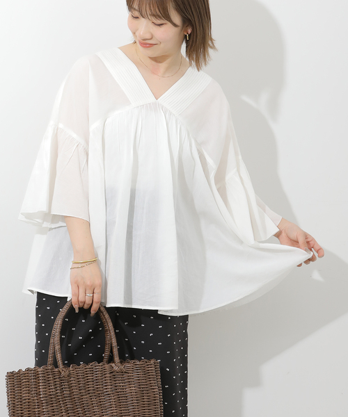 JOURNAL STANDARD relume(ジャーナルスタンダード レリューム)の「コットンギャザーフレアブラウス(シャツ/ブラウス・レディース・ブラック/ブルー/ホワイト・FREE)」の16枚目の写真