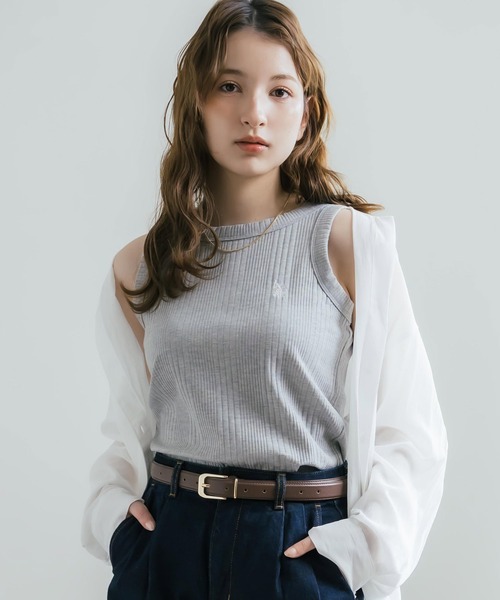 U.S. POLO ASSN.(ユーエスポロアッスン)の「U.S. POLO ASSN. ユーエスポロアッスン W's ワンポイントロゴ刺繍テレコリブタンクトップ(タンクトップ・レディース・ネイビー/杢グレー/ブラック/オフホワイト・M/L)」の4枚目の写真