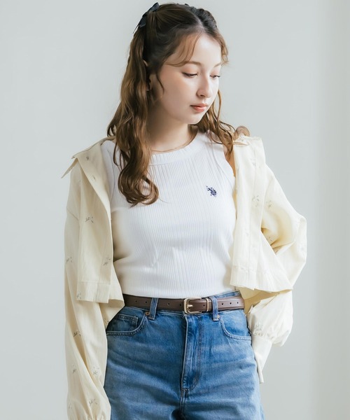 U.S. POLO ASSN.(ユーエスポロアッスン)の「U.S. POLO ASSN. ユーエスポロアッスン W's ワンポイントロゴ刺繍テレコリブタンクトップ(タンクトップ・レディース・ネイビー/杢グレー/ブラック/オフホワイト・M/L)」の3枚目の写真
