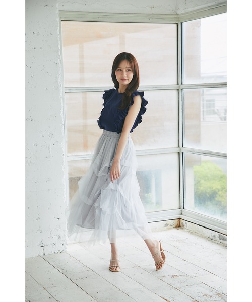 tocco closet(トッコ クローゼット)の「UVカット&接触冷感&汗染み防止♪サイドフリルTシャツ(Tシャツ/カットソー・レディース・ネイビー/ピンク/オフホワイト・M)」の10枚目の写真