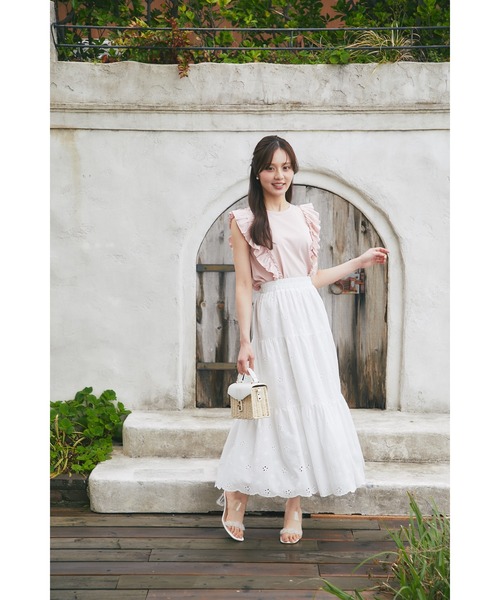 tocco closet(トッコ クローゼット)の「UVカット&接触冷感&汗染み防止♪サイドフリルTシャツ(Tシャツ/カットソー・レディース・ネイビー/ピンク/オフホワイト・M)」の15枚目の写真
