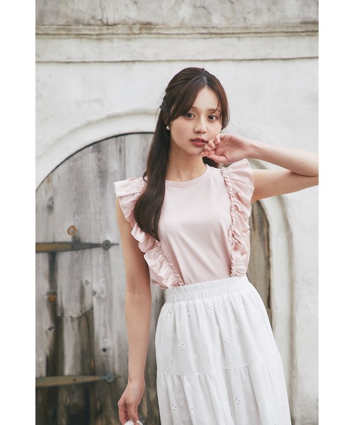 tocco closet(トッコ クローゼット)の「UVカット&接触冷感&汗染み防止♪サイドフリルTシャツ(Tシャツ/カットソー・レディース・ネイビー/ピンク/オフホワイト・M)」の17枚目の写真