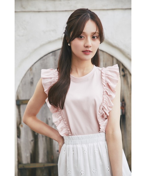 tocco closet(トッコ クローゼット)の「UVカット&接触冷感&汗染み防止♪サイドフリルTシャツ(Tシャツ/カットソー・レディース・ネイビー/ピンク/オフホワイト・M)」の18枚目の写真