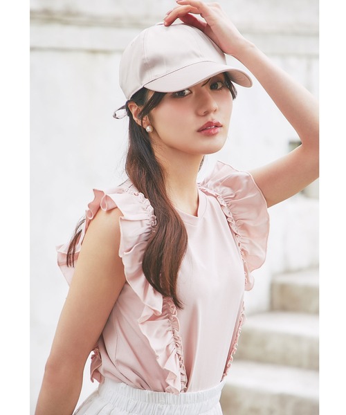 tocco closet(トッコ クローゼット)の「UVカット&接触冷感&汗染み防止♪サイドフリルTシャツ(Tシャツ/カットソー・レディース・ネイビー/ピンク/オフホワイト・M)」の19枚目の写真