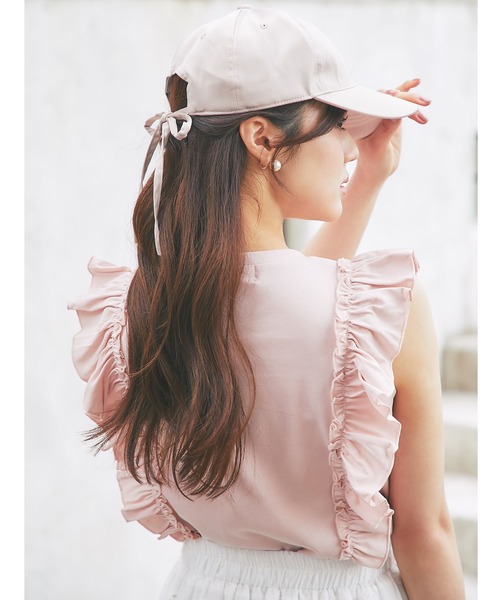 tocco closet(トッコ クローゼット)の「UVカット&接触冷感&汗染み防止♪サイドフリルTシャツ(Tシャツ/カットソー・レディース・ネイビー/ピンク/オフホワイト・M)」の21枚目の写真