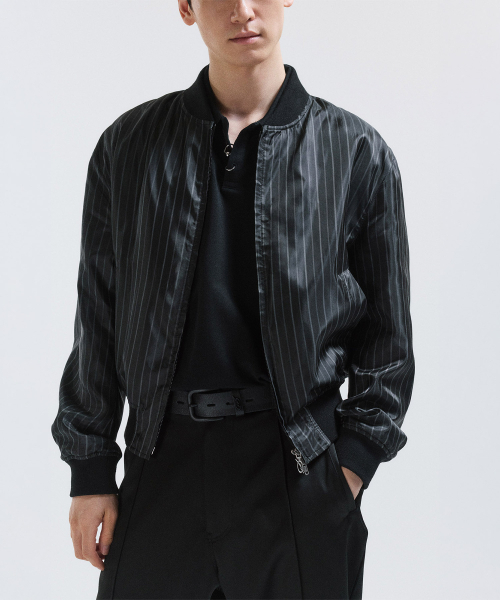 51%(フィフティーワンパーセント)の「Stripe blouson - black(ブルゾン・メンズ・その他・MEDIUM/LARGE)」の1枚目の写真