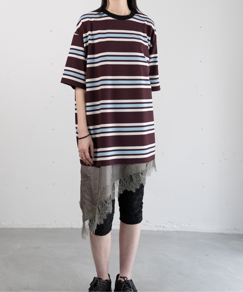 hwyl(ヒュイル)の「マルチボーダーTシャツ(Tシャツ/カットソー・レディース・アイボリー/ブラウン・FREE)」の15枚目の写真