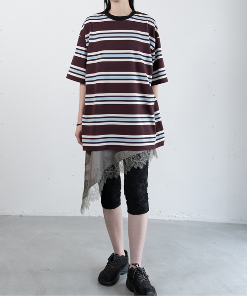 hwyl(ヒュイル)の「マルチボーダーTシャツ(Tシャツ/カットソー・レディース・アイボリー/ブラウン・FREE)」の14枚目の写真