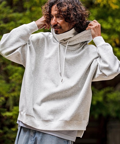 CAMBIO(カンビオ)の「mpa4139-High-Neck Scuba Knit Hoodie ハイネックパーカー(A71826cmb)(パーカー・メンズ・チャコールグレー/ブラック/オートミール・L/M/S)」の3枚目の写真