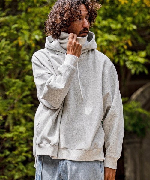 CAMBIO(カンビオ)の「mpa4139-High-Neck Scuba Knit Hoodie ハイネックパーカー(A71826cmb)(パーカー・メンズ・チャコールグレー/ブラック/オートミール・L/M/S)」の5枚目の写真
