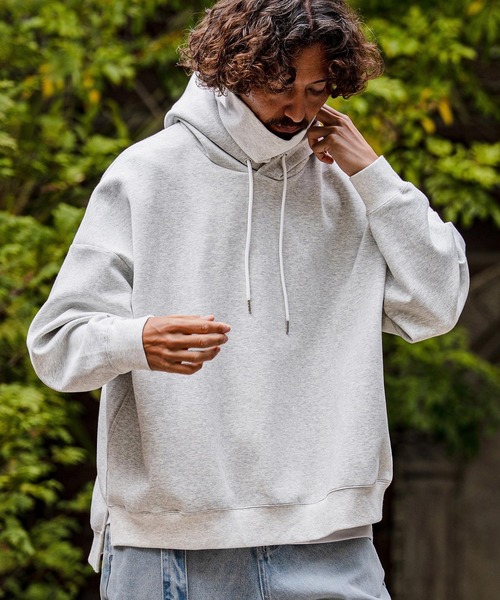 CAMBIO(カンビオ)の「mpa4139-High-Neck Scuba Knit Hoodie ハイネックパーカー(A71826cmb)(パーカー・メンズ・チャコールグレー/ブラック/オートミール・L/M/S)」の6枚目の写真