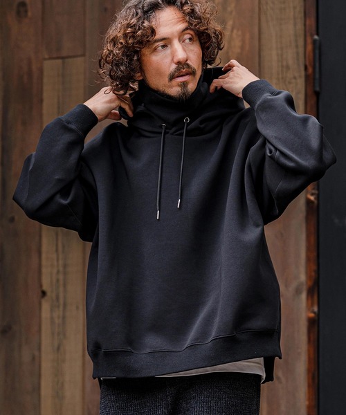 CAMBIO(カンビオ)の「mpa4139-High-Neck Scuba Knit Hoodie ハイネックパーカー(A71826cmb)(パーカー・メンズ・チャコールグレー/ブラック/オートミール・L/M/S)」の10枚目の写真