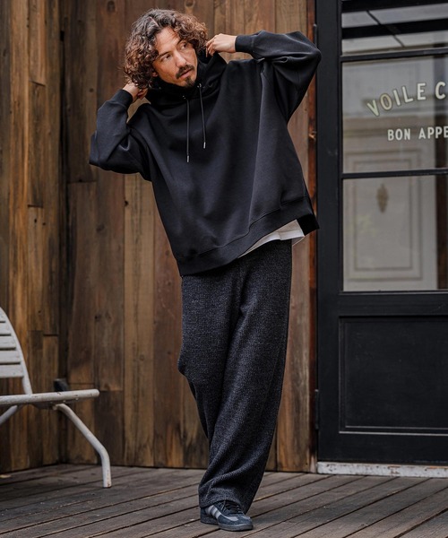 CAMBIO(カンビオ)の「mpa4139-High-Neck Scuba Knit Hoodie ハイネックパーカー(A71826cmb)(パーカー・メンズ・チャコールグレー/ブラック/オートミール・L/M/S)」の14枚目の写真
