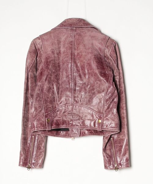 DIESEL(ディーゼル)の「ウィメンズ レザージャケット L-UNATIC-T1(ライダースジャケット・レディース・バーガンディー・42/40/38)」の2枚目の写真