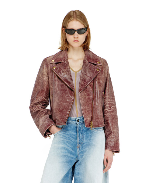 DIESEL(ディーゼル)の「ウィメンズ レザージャケット L-UNATIC-T1(ライダースジャケット・レディース・バーガンディー・42/40/38)」の5枚目の写真