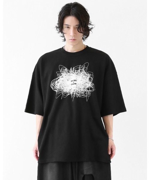 minsobi（ミンソビ）の「ノイズグラフィック オーバーサイズ 半袖Tシャツ（ユニセックス）（Tシャツ/カットソー・メンズ・ホワイト/ブラック・FREE）」の5枚目の写真