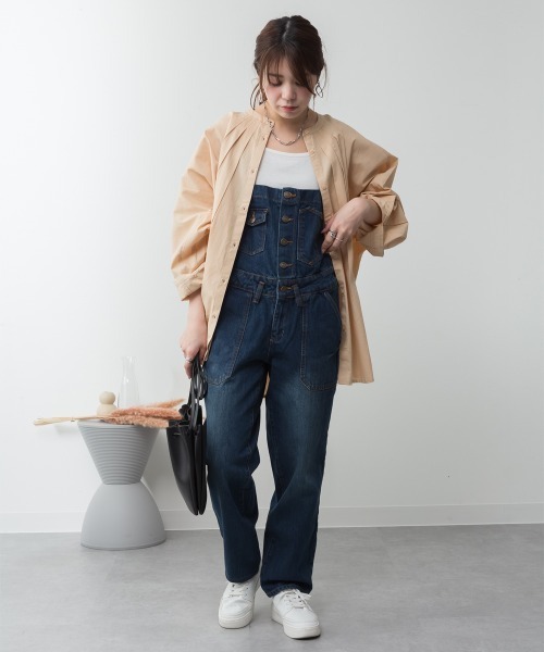MARAI(マーライ)の「デニムサロペット(サロペット/オーバーオール・レディース・ブラック/ネイビー/ブルー・LL/3L/4L/M/L)」の2枚目の写真