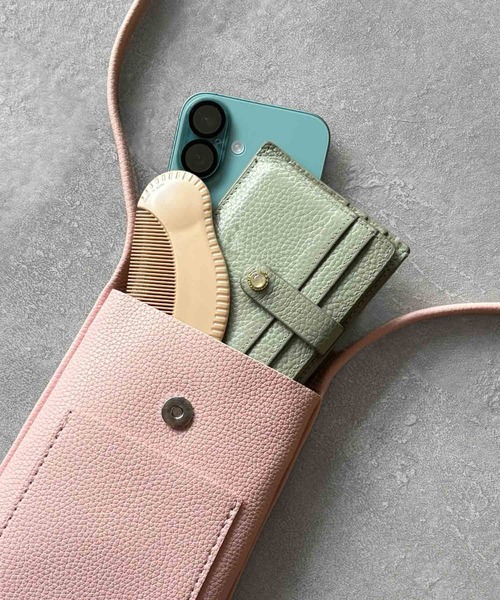 LOWO(ロワ)の「レザーミニショルダーバッグ スマホショルダー スマホポーチ 合成皮革(ショルダーバッグ・レディース・ブラウン/オフホワイト/アイボリー/ベージュ/ブラック/ピンク・FREE)」の7枚目の写真