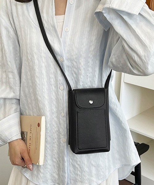 LOWO(ロワ)の「レザーミニショルダーバッグ スマホショルダー スマホポーチ 合成皮革(ショルダーバッグ・レディース・ブラウン/オフホワイト/アイボリー/ベージュ/ブラック/ピンク・FREE)」の17枚目の写真