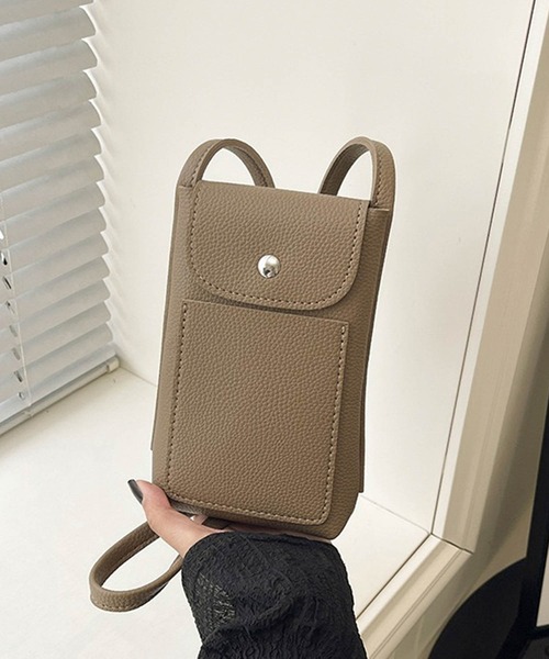 LOWO(ロワ)の「レザーミニショルダーバッグ スマホショルダー スマホポーチ 合成皮革(ショルダーバッグ・レディース・ブラウン/オフホワイト/アイボリー/ベージュ/ブラック/ピンク・FREE)」の19枚目の写真