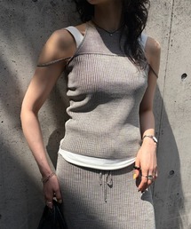 Ameri（アメリ）の「MEDI GRADATION KASURI KNIT TOP（タンクトップ）」