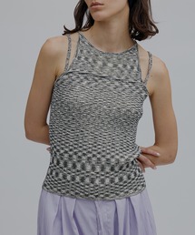 Ameri（アメリ）の「MEDI GRADATION KASURI KNIT TOP（タンクトップ）」