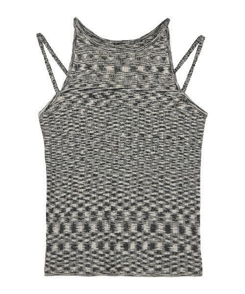 Ameri(アメリ)の「MEDI GRADATION KASURI KNIT TOP(タンクトップ・レディース・ブルー/カーキ/ブラック・FREE)」の4枚目の写真