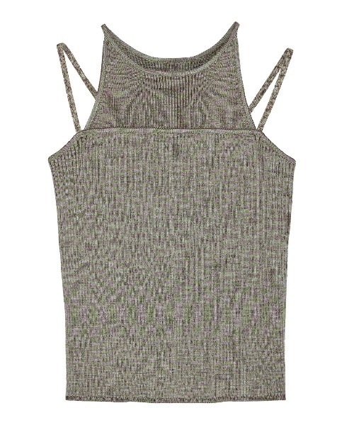 Ameri(アメリ)の「MEDI GRADATION KASURI KNIT TOP(タンクトップ・レディース・ブルー/カーキ/ブラック・FREE)」の5枚目の写真