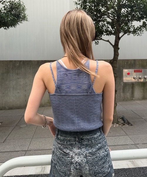 Ameri(アメリ)の「MEDI GRADATION KASURI KNIT TOP(タンクトップ・レディース・ブルー/カーキ/ブラック・FREE)」の16枚目の写真