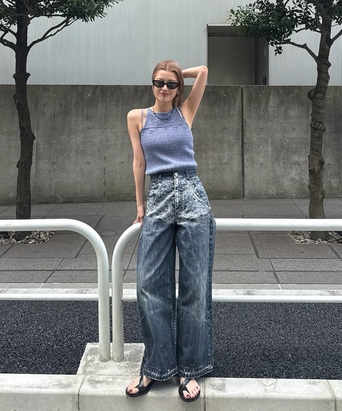 Ameri(アメリ)の「MEDI GRADATION KASURI KNIT TOP(タンクトップ・レディース・ブルー/カーキ/ブラック・FREE)」の17枚目の写真