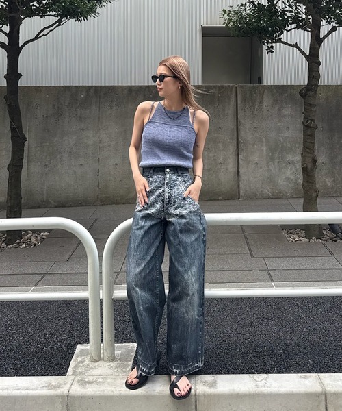 Ameri(アメリ)の「MEDI GRADATION KASURI KNIT TOP(タンクトップ・レディース・ブルー/カーキ/ブラック・FREE)」の18枚目の写真
