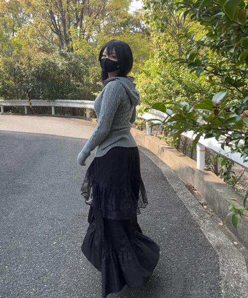 gibous（ギボス）の「gibous/ギボス/frill lace long skirt（スカート・レディース・ブラック・F）」の4枚目の写真